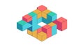 Colorful Isometric Cubes Abstract Geometric Pattern, vector design Generative AI Royalty Free Stock Photo