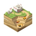 Colorful Isometric Diamond Mining Concept