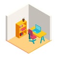 Colorful isometric office illustration