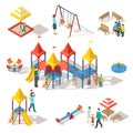 Colorful Isometric Playground Elements Set
