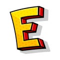 Colorful Yellow And Red Capital Letter E Comic Style Vector Illustration Royalty Free Stock Photo