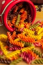 Colorful italian fusilli pasta Royalty Free Stock Photo