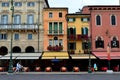 Colorful italian houses with coffee shops