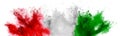 Colorful italian tricolore flag red white green color holi paint powder explosion isolated background. italy europe celebration