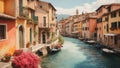 Colorful Italy Oil Painting Landscape Landscape Wallpaper Illustration Background Watercolor Ink