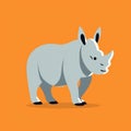 Colorful Ivory Rhino Illustration On Orange Background