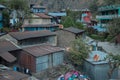 Colorful Jagat mountain village, Annapurna circuit, Nepal Royalty Free Stock Photo
