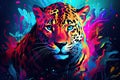 colorful jaguar animal portrait AI generated