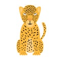 A colorful jaguar illustration. Vector cheetah isolated on white background, for kids app, game, book, sticker.