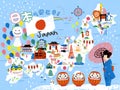 Colorful Japan travel map