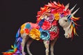 Colorful Japanese paper origami craft made unicorn flowers