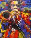 Colorful jazz trumpeter illustration Royalty Free Stock Photo