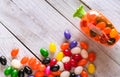 Easter candy background. Colorful Jelly beans background. Royalty Free Stock Photo