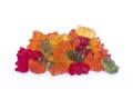 Colorful jelly bears candies on isolated white background Royalty Free Stock Photo