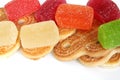 Colorful jelly candies and cookies isolated Royalty Free Stock Photo