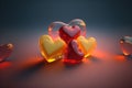 Colorful jelly candy hearts on background. Valentine& x27;s day sweet card. Generative AI Royalty Free Stock Photo