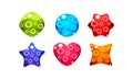 Colorful jelly glossy figures woth bubbles of different shapes for game or web design interface vector Illustration Royalty Free Stock Photo