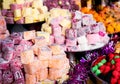 Colorful jelly mix sugar roll up sweet jelly and flavor fruit Royalty Free Stock Photo