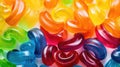 Colorful jelly worms close up background. AI generated Royalty Free Stock Photo