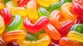 Colorful jelly worms close up background. AI generated Royalty Free Stock Photo