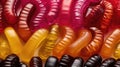 Colorful jelly worms close up background. AI generated Royalty Free Stock Photo