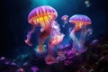 Colorful jellyfish in the aquarium with Ai Generated