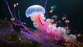 Colorful jellyfish in the aquarium. Underwater world. Underwater world, Jellyfish in the aquarium, capturing the beauty of these