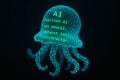 Colorful jellyfish with digital code background showcasing artificial intelligence concepts Royalty Free Stock Photo