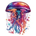 colorful jellyfish on a white background multicolored graphics Royalty Free Stock Photo