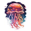 colorful jellyfish on a white background multicolored graphics Royalty Free Stock Photo