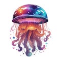 colorful jellyfish on a white background multicolored graphics Royalty Free Stock Photo