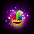 Colorful jester cap with bells icon for slot machine