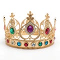 Colorful Jewels Embedded Crown on white background Royalty Free Stock Photo