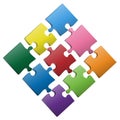 Colorful jigsaw puzzle pieces 3 x 3 template