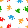 Colorful jigsaw puzzle seamless pattern background. Business fla Royalty Free Stock Photo