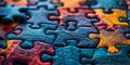 Colorful jigsaw puzzle symbolizes brain plasticity learning and cognition in neuroscience. Concept Neuroplasticity, Brain Learning Royalty Free Stock Photo