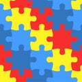 Colorful jigsaw. Seamless puzzle pattern. Autism background. World autism awareness day. Childish design template Royalty Free Stock Photo