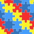 Colorful jigsaw. Seamless puzzle pattern. Autism background. World autism awareness day. Childish design template Royalty Free Stock Photo