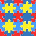 Colorful jigsaw. Seamless puzzle pattern. Autism background. World autism awareness day. Childish design template Royalty Free Stock Photo