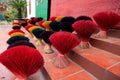 Colorful joss sticks left to dry in the sun, Vietnam