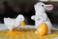 Colorful Easter Eggs with Cute Easter Rabbit and Easter Duck Royalty Free Stock Photo