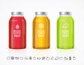 Colorful Juice Bottle Jar Template Set. Vector Royalty Free Stock Photo