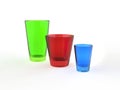 Colorful juice glasses - side view