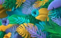 Colorful Jungle Leaves Background Royalty Free Stock Photo