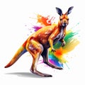 Colorful Kangaroo Clipart: Dynamic Pose, Realistic Illustration In 4k
