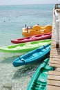 Colorful Kayaks Floating in the Water Royalty Free Stock Photo