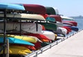 Colorful kayaks for Rent Royalty Free Stock Photo