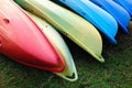 Colorful kayaks in stack Royalty Free Stock Photo