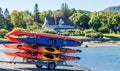 Colorful Kayaks on Trailer Royalty Free Stock Photo