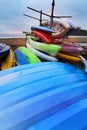 Colorful kayaks on the tropical beach